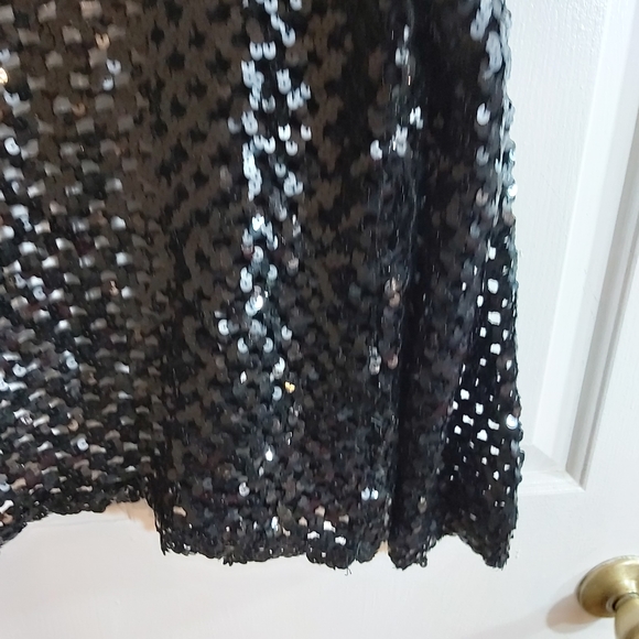Stunning Vintage Topette Black Sequin Crochet Cardigan  MED - Picture 4 of 8
